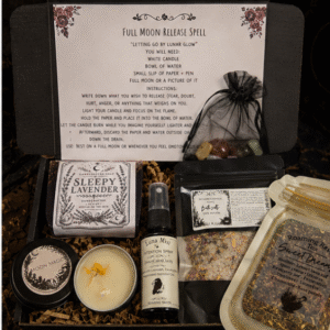 Luna Moon ritual gift box with full moon spell kit, sleepy lavender soap, intention mist, candle, bath salts and crystals by Roaming Raven