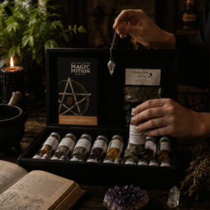 Luxury Witch's Apothecary Box with herbs, pendulum, spell book, altar cloth and magical supplies by Roaming Raven