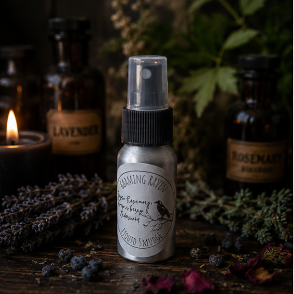 Liquid Smudge cleansing spray with botanical essential oils by Roaming Raven