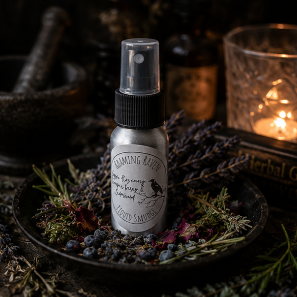 Liquid Smudge cleansing spray with botanical essential oils by Roaming Raven