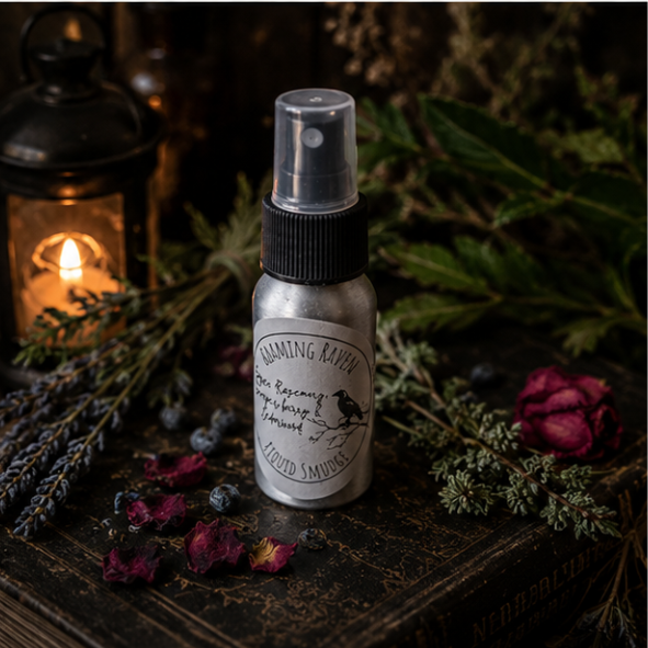 Liquid Smudge cleansing spray with botanical essential oils by Roaming Raven