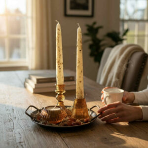 Amber altar candle holders
