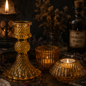 Amber altar candle holders