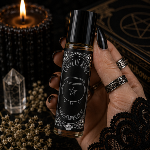 Circle of Ashes perfume oil roller from The Book of Shadows collection by Roaming Raven