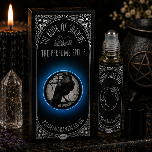 Moonflower Spell botanical perfume oil roller from The Book of Shadows collection by Roaming Raven