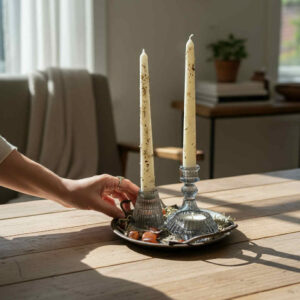 Grey altar candle holders