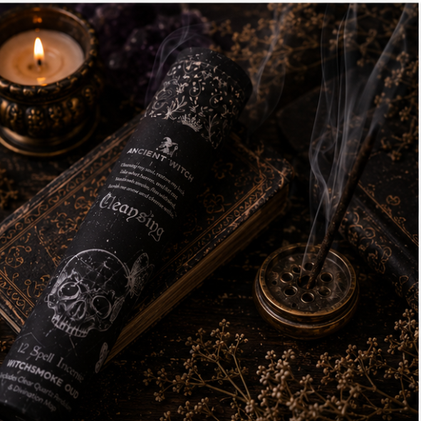 Natural incense stick gift set with crystal pendulum, incense holder and storage tube by Roaming Raven