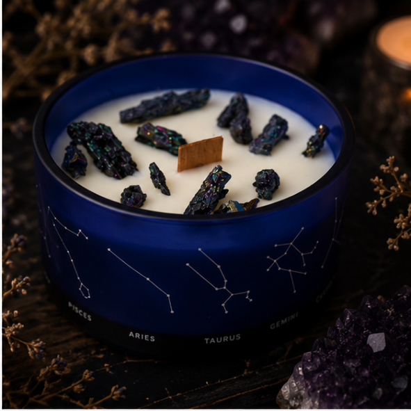 Zodiac Crystal Candle with Gemstone Bracelet - Sagittarius - Image 3
