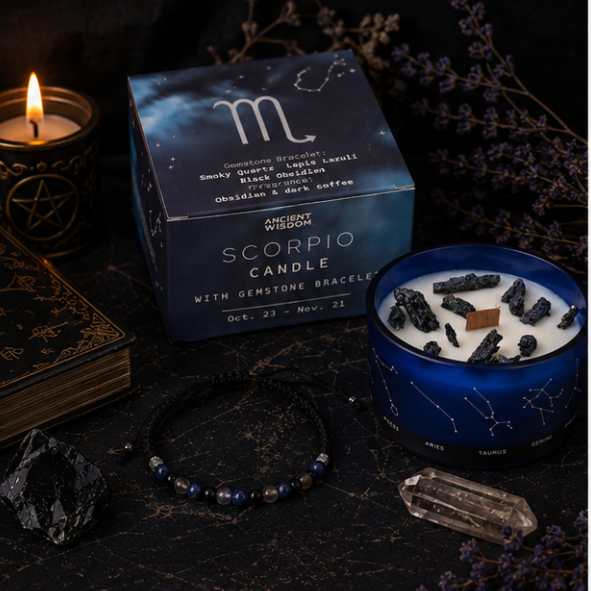 Zodiac Crystal Candle with Gemstone Bracelet - Scorpio - Image 2