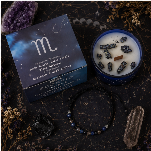 Zodiac Crystal Candle with Gemstone Bracelet - Scorpio - Image 5