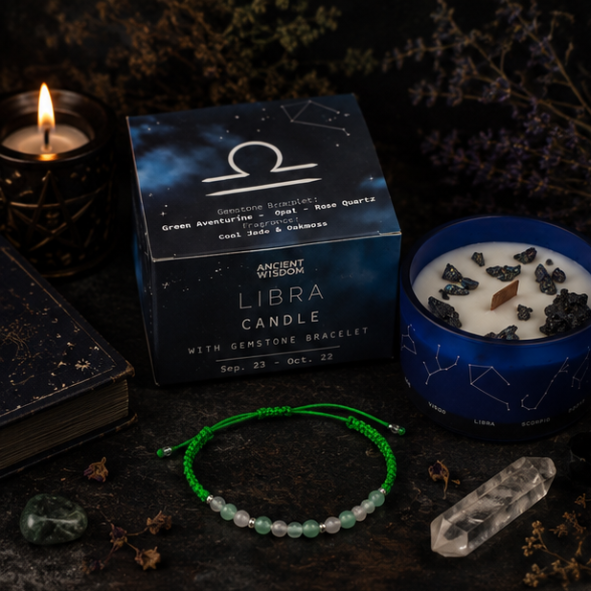 Zodiac Crystal Candle with Gemstone Bracelet - Libra - Image 3