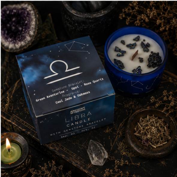 Zodiac Crystal Candle with Gemstone Bracelet - Libra - Image 2