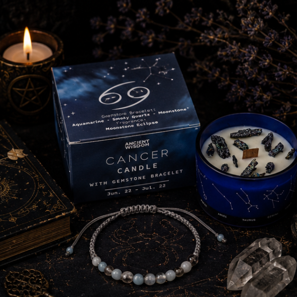 Zodiac Crystal Candle with Gemstone Bracelet - Cancer - Image 3
