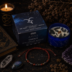 Zodiac Crystal Candle with Gemstone Bracelet - Aries
