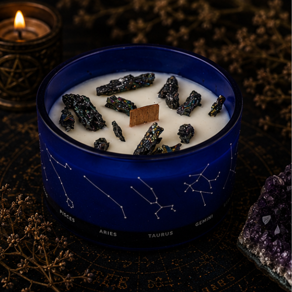 Zodiac Crystal Candle with Gemstone Bracelet - Pisces - Image 3