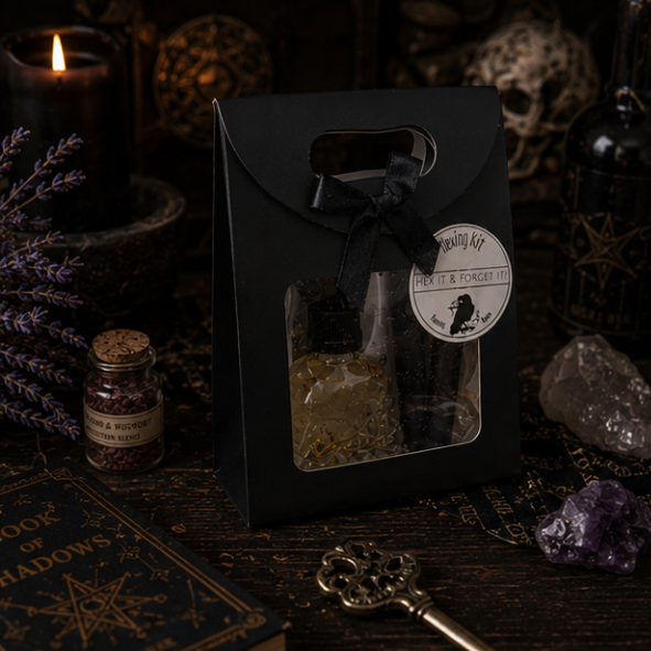 Handcrafted Hexing Kit with ritual oil, herbs, spell bottle and instructions by Roaming Raven