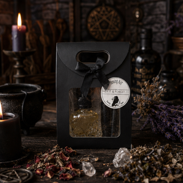 Handcrafted Hexing Kit with ritual oil, herbs, spell bottle and instructions by Roaming Raven