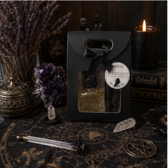Handcrafted Hexing Kit with ritual oil, herbs, spell bottle and instructions by Roaming Raven