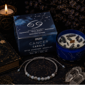 Zodiac Crystal Candle with Gemstone Bracelet - Cancer