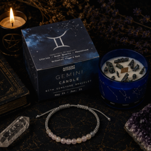 Zodiac Crystal Candle with Gemstone Bracelet - Gemini