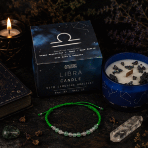 Zodiac Crystal Candle with Gemstone Bracelet - Libra