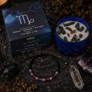 Zodiac Crystal Candle with Gemstone Bracelet - Virgo