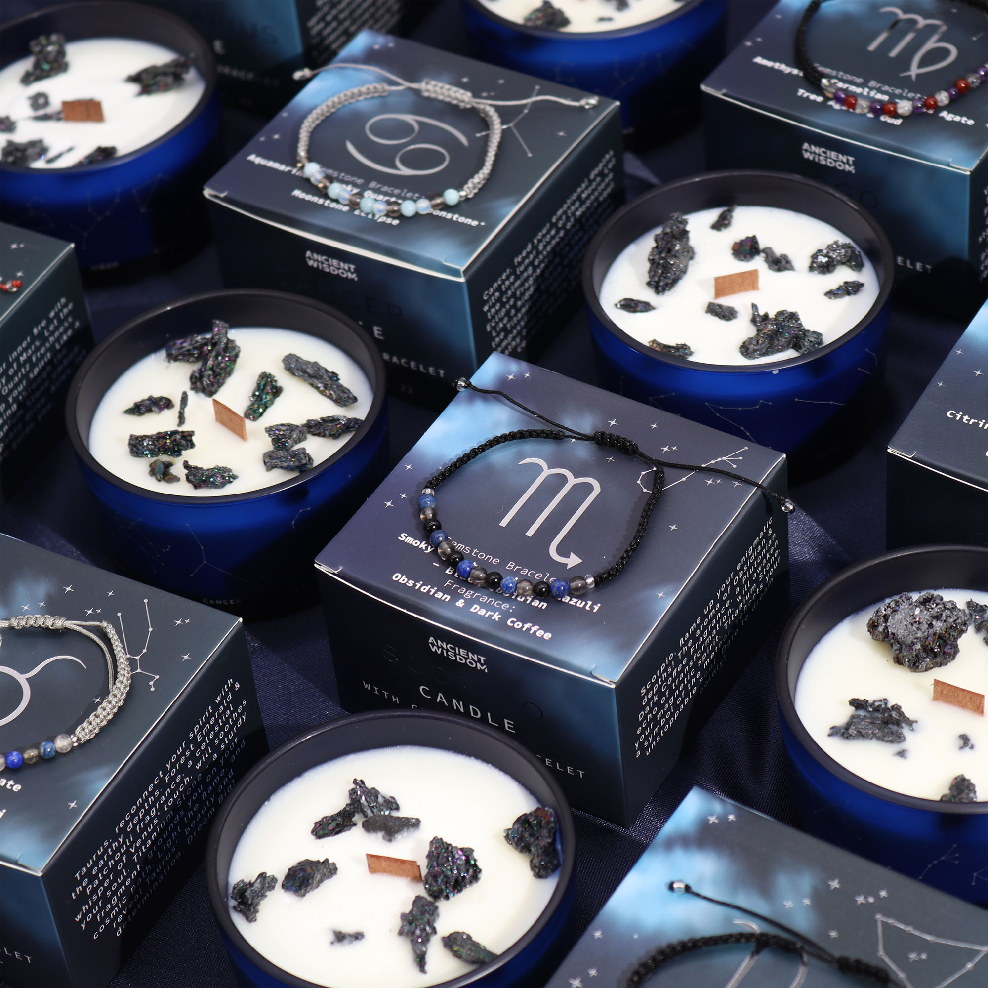 Zodiac Crystal Candle with Gemstone Bracelet - Aquarius - Image 5