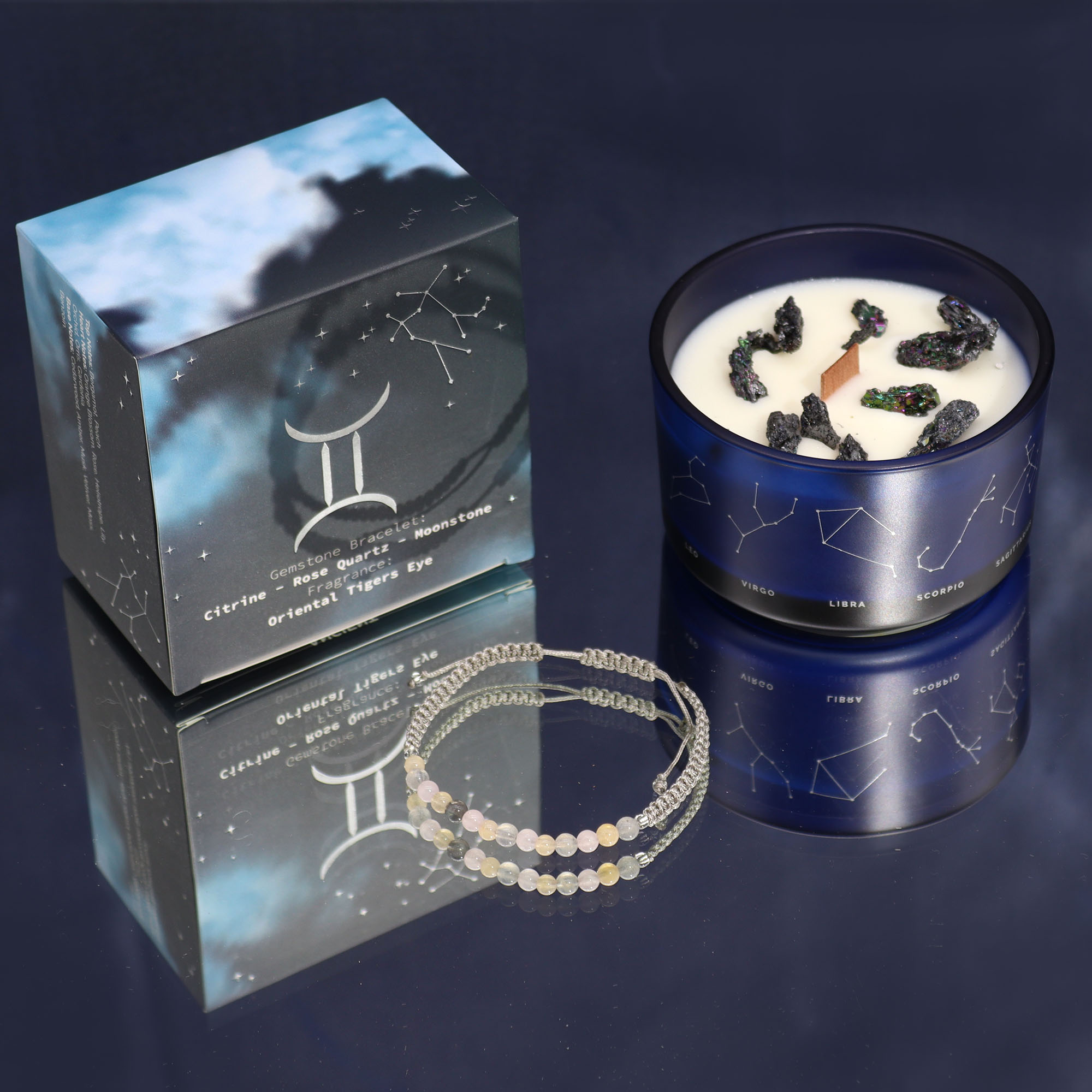 Zodiac Crystal Candle with Gemstone Bracelet - Cancer - Image 3