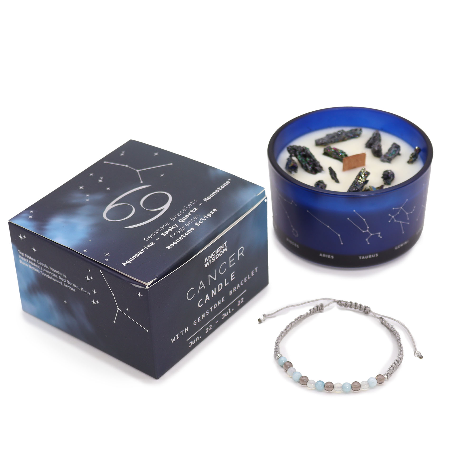 Zodiac Crystal Candle with Gemstone Bracelet - Cancer - Image 4