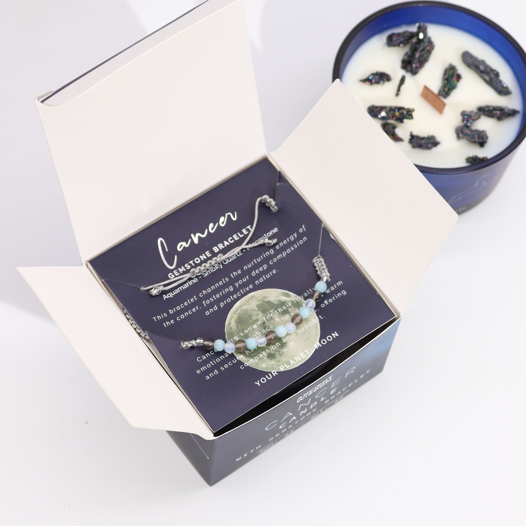 Zodiac Crystal Candle with Gemstone Bracelet - Cancer - Image 5