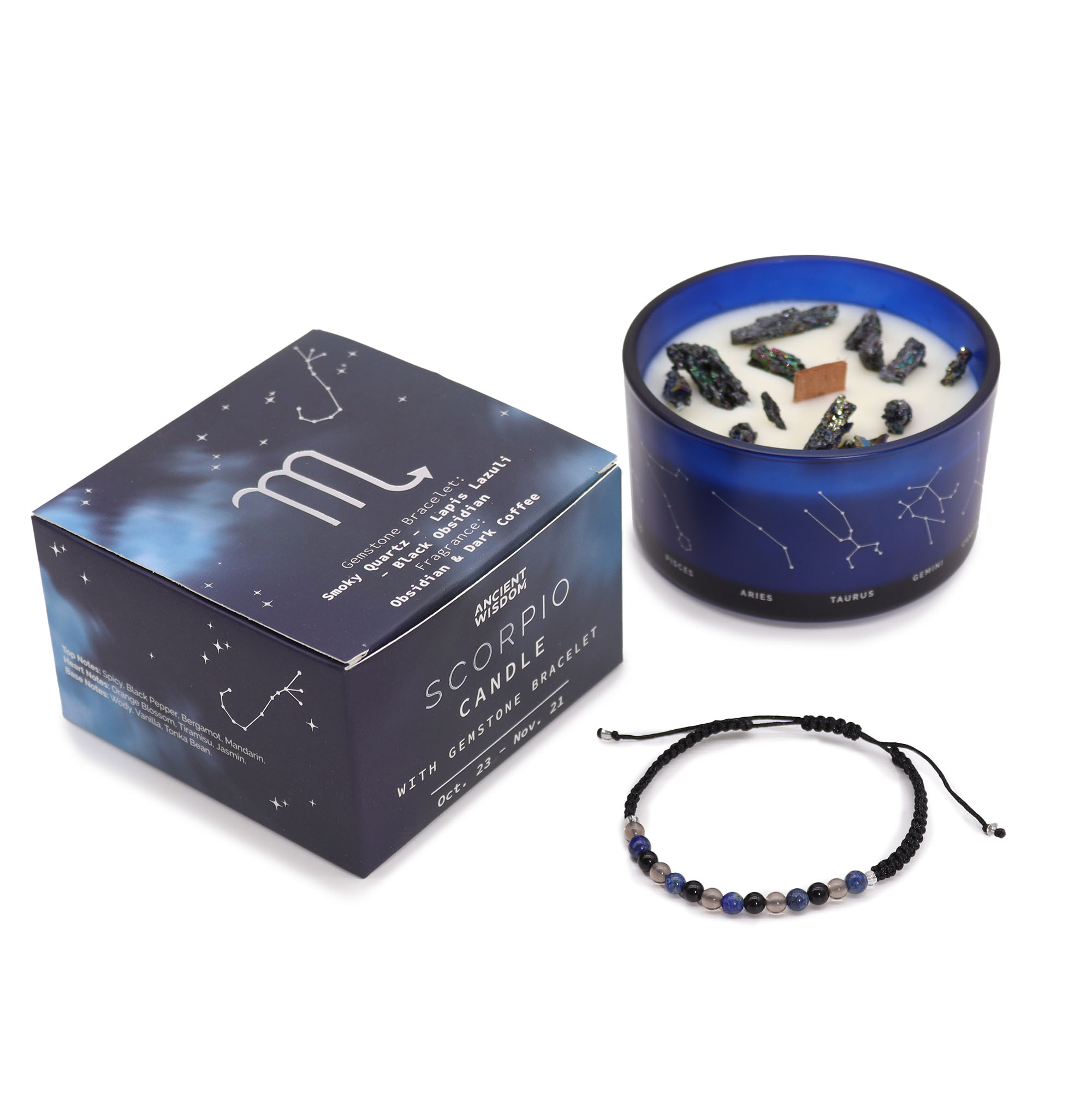 Zodiac Crystal Candle with Gemstone Bracelet - Scorpio - Image 2