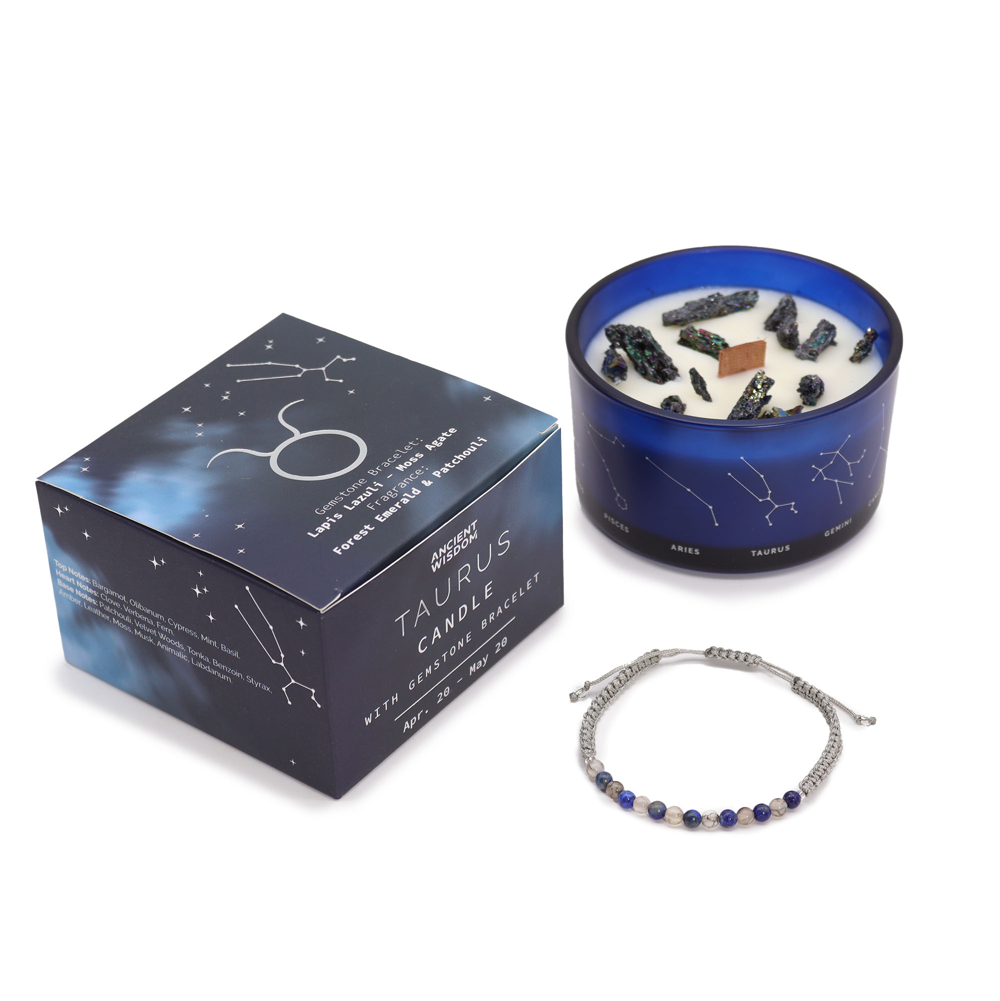 Zodiac Crystal Candle with Gemstone Bracelet - Taurus - Image 4