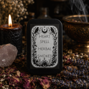 Heart Spell herbal smokes tin containing 10 handcrafted botanical herbal smokes by Roaming Raven