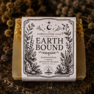 Earth Bound handmade vegan honey and oat soap by Roaming Raven with botanical herbs and lavender