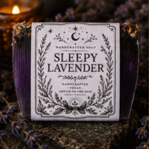 Sleepy Lavender handmade vegan soap with lavender flowers and amethyst crystals by Roaming Raven
