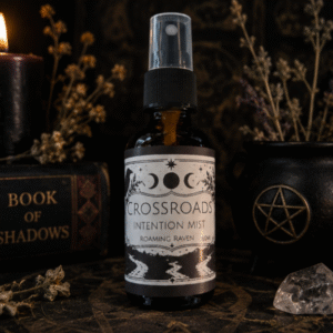 Crossroads Intention Mist with cedarwood, lavender and rosemary essential oils for grounding, protection and spiritual guidance by Roaming Raven