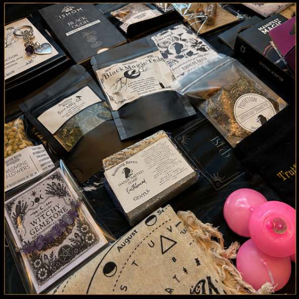 24 Day Witchy Advent Calendar gift box with handmade spell kits, crystals, herbs, oracle cards, candles, incense and magical ritual tools by Roaming Raven