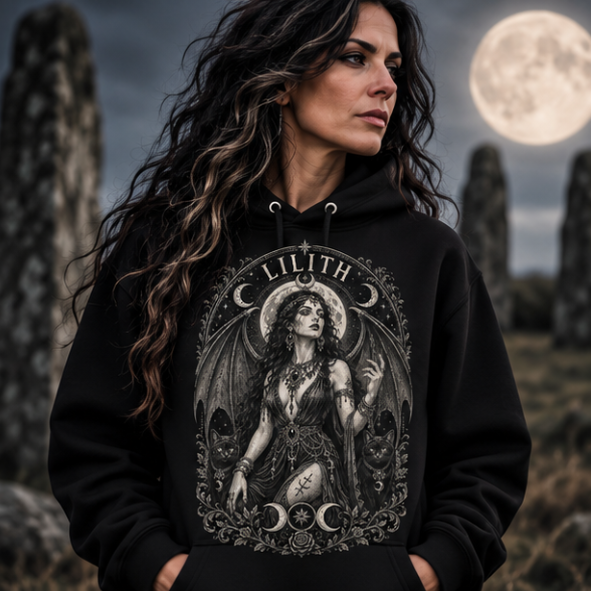 Lilith Goddess Black Hoodie - Image 5