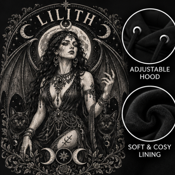 Lilith Goddess Black Hoodie - Image 7