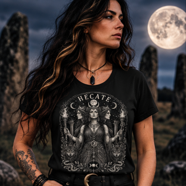 Hecate Goddess Black T-Shirt - Image 5