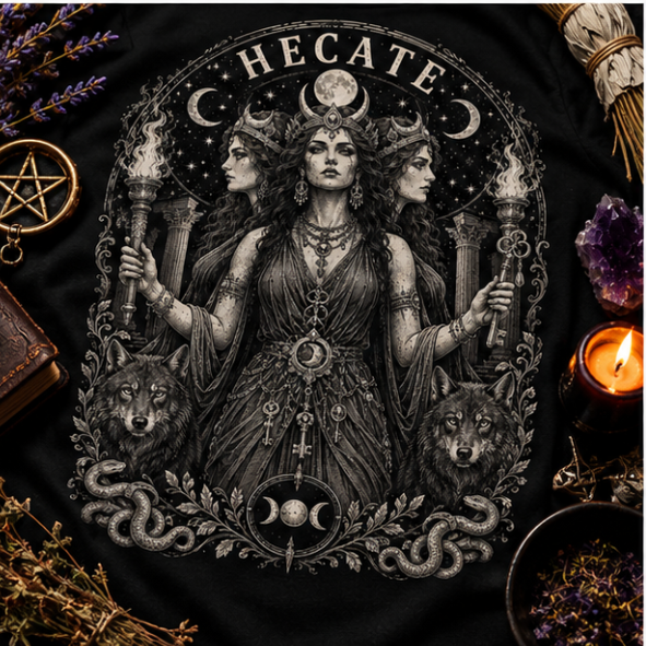 Hecate Goddess Black T-Shirt - Image 4